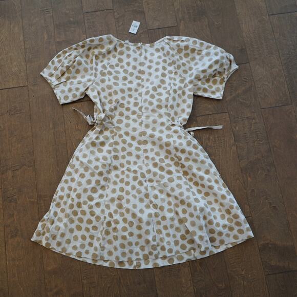 Ann Taylor Loft Dotted Side Tie Mini Pocket Dress Beige Glow‎ Size 8 NWT - Picture 4 of 6